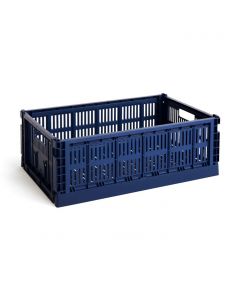 HAY Recycled Plastic Collapsible Storage Bin - Dark Blue (Large)